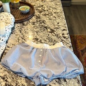 Main Strip Navy and White Striped Shorts